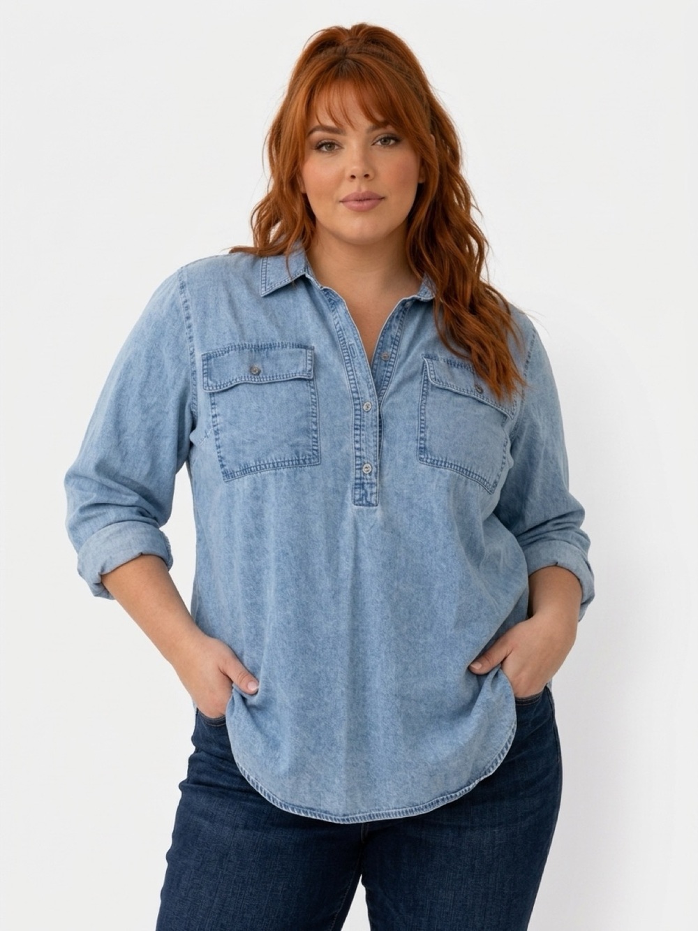 Michael Kors Light Blue Denim Button-Down Shirt